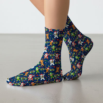 Christmas Squad Socks for Nurse Doctor - Dancing Santa, Reindeer & Elf Adult Socks for Men and Women - Gift for CNA LPN RN