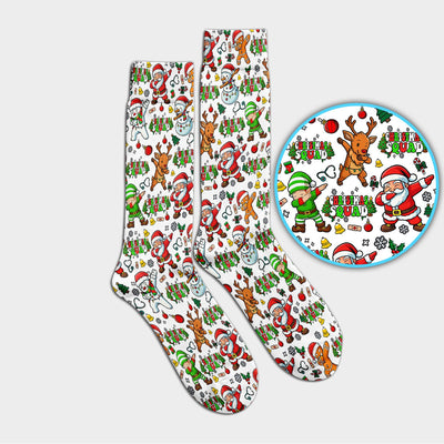 Christmas Squad Socks for Nurse Doctor - Dancing Santa, Reindeer & Elf Adult Socks for Men and Women - Gift for CNA LPN RN