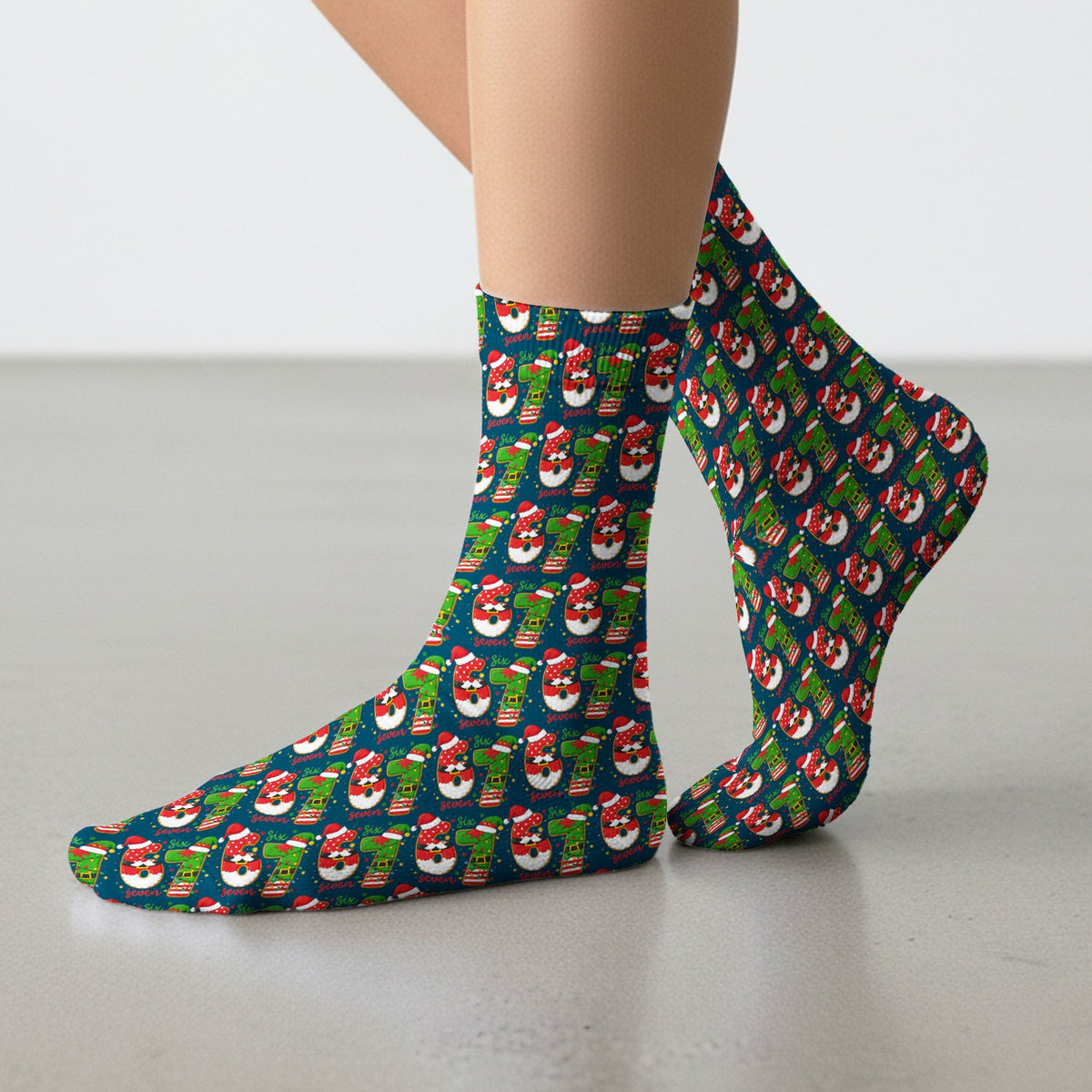 Christmas 67 Pattern Scrub Socks, Festive Holiday Medical Uniform Sock For Nursing