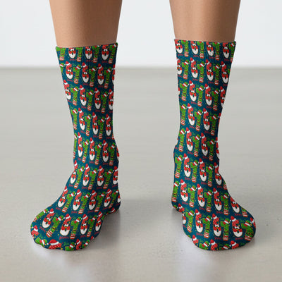Christmas 67 Pattern Scrub Socks, Festive Holiday Medical Uniform Sock For Nursing