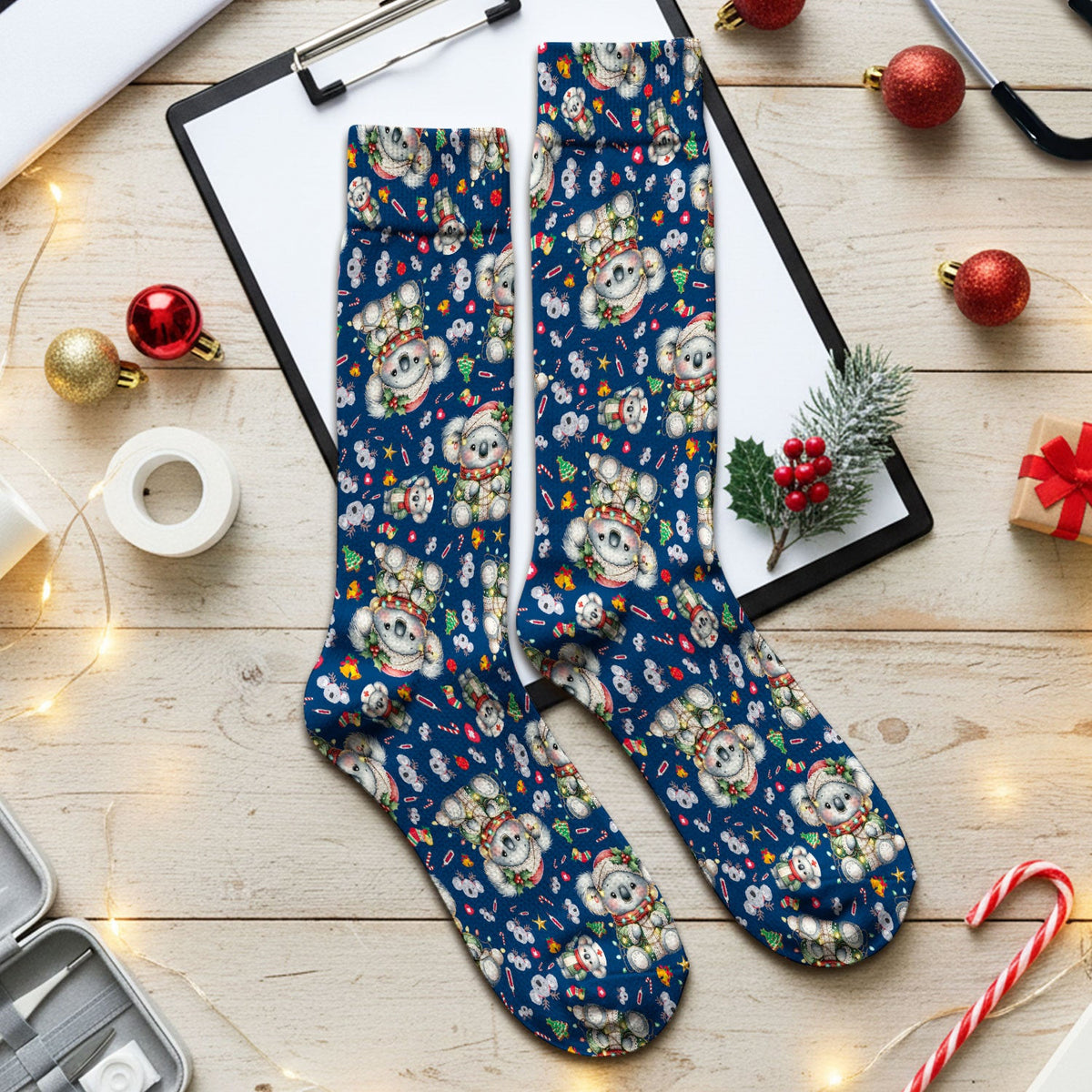 Aussie Koala Socks for Nurse Doctor - Cute Christmas Adult Socks for Men and Women - Breathable Fabrics Medical Uniform