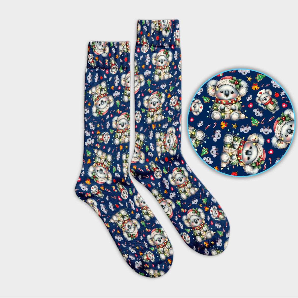 Aussie Koala Socks for Nurse Doctor - Cute Christmas Adult Socks for Men and Women - Breathable Fabrics Medical Uniform
