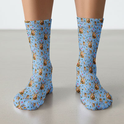Christmas Labradoodle Socks for Nurse Doctor - Funny Reindeer Dog Adult Socks for Men and Women