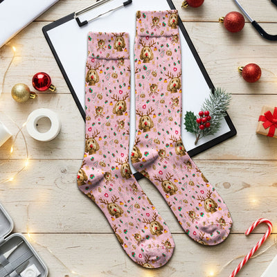 Christmas Labradoodle Socks for Nurse Doctor - Funny Reindeer Dog Adult Socks for Men and Women