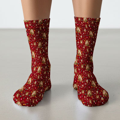 Christmas Labradoodle Socks for Nurse Doctor - Funny Reindeer Dog Adult Socks for Men and Women