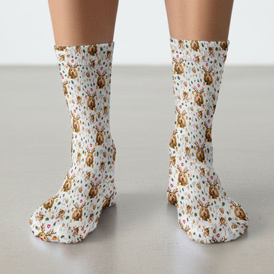 Christmas Labradoodle Socks for Nurse Doctor - Funny Reindeer Dog Adult Socks for Men and Women