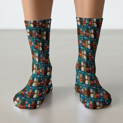 Christmas Cat Nurse Socks, Funny Holiday Medical Socks, Cute RN Gift For Nurses, Cat Lover Xmas Socks