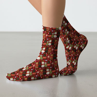 Christmas Cat Nurse Socks, Funny Holiday Medical Socks, Cute RN Gift For Nurses, Cat Lover Xmas Socks