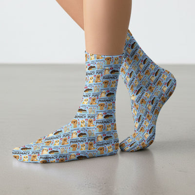 Pharmacy Pups Socks for Nurse Doctor - Cute Dog Adult Socks for Men and Women - Funny Gift for Pharmacists & Vet Techs