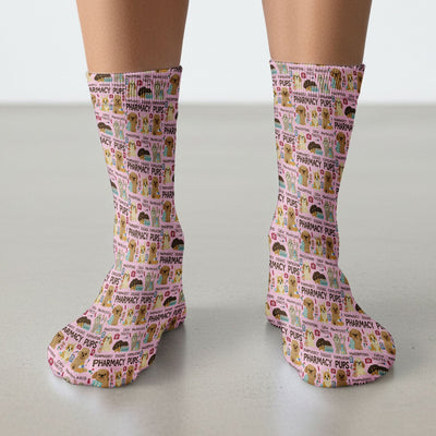 Pharmacy Pups Socks for Nurse Doctor - Cute Dog Adult Socks for Men and Women - Funny Gift for Pharmacists & Vet Techs