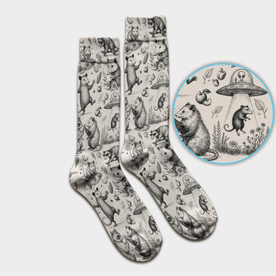 Funny Nurse Vintage Possum Raccoon High Five UFO Pattern Socks, Adult Socks for Men and Women