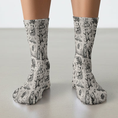 Funny Nurse Vintage Possum Raccoon High Five UFO Pattern Socks, Adult Socks for Men and Women