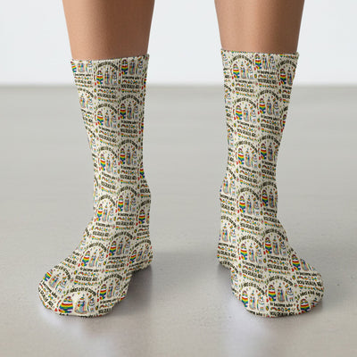 Inspirational Nurse Rainbow Cat Courage Quote Pattern Socks, Breathable Fabrics Medical Uniform