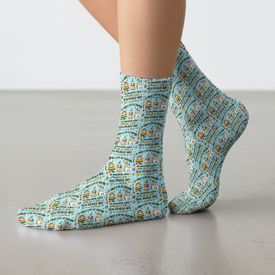 Inspirational Nurse Rainbow Cat Courage Quote Pattern Socks, Breathable Fabrics Medical Uniform
