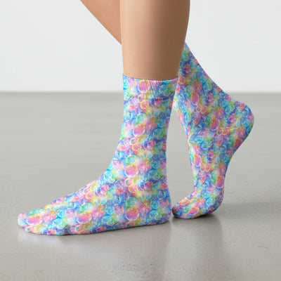 Colorful Floating Soap Bubble Pattern Socks, Adult Socks for Men and Women