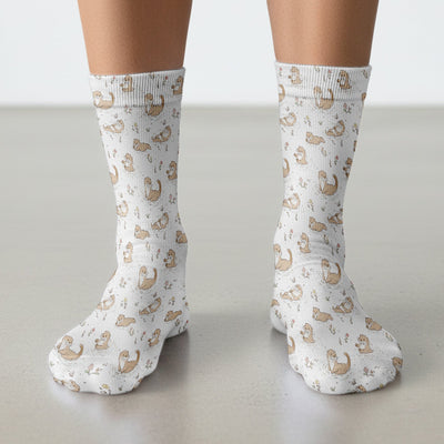 Otter Swimming Floating Water Pattern Socks, Adult Socks for Men and Women