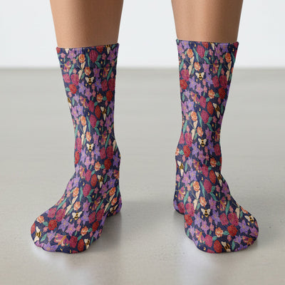 Charming Floral Garden With Bees And Dragonflies Socks, Adult Socks for Men and Women