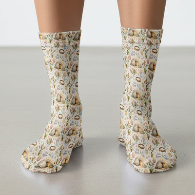 He Is Risen Cross Tomb Lily Pattern Socks, Socks for Nurse Doctor