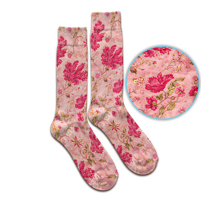 Elegant Pink Floral Vine Pattern Socks, Socks for Nurse Doctor