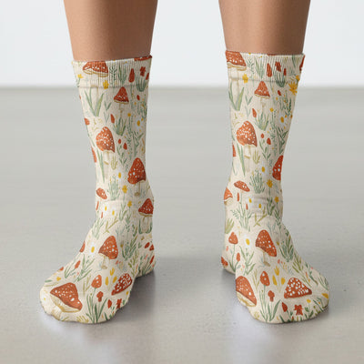 Cute Mushroom Wildflower Pattern Socks, Socks for Nurse Doctor