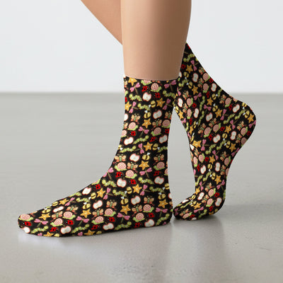 Cute Nurse Snail Ladybug Caterpillar Apple Garden Pattern Socks, Breathable Fabrics Medical Uniform