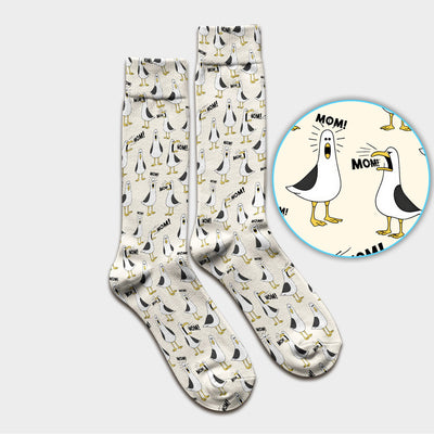 Funny Seagull Mom Seamless Pattern Scrub Socks, Socks for Nurse Doctor