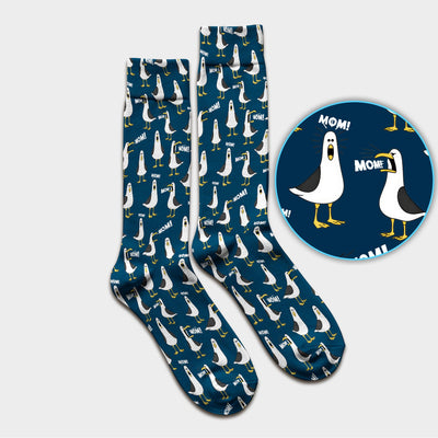 Funny Seagull Mom Seamless Pattern Scrub Socks, Socks for Nurse Doctor