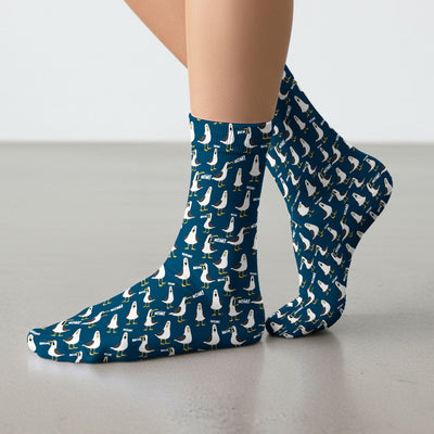 Funny Seagull Mom Seamless Pattern Scrub Socks, Socks for Nurse Doctor