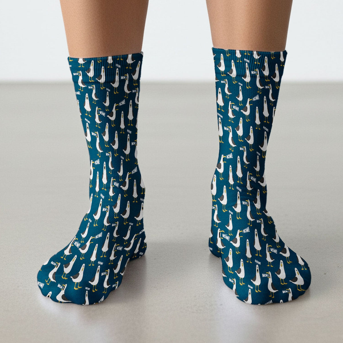 Funny Seagull Mom Seamless Pattern Scrub Socks, Socks for Nurse Doctor
