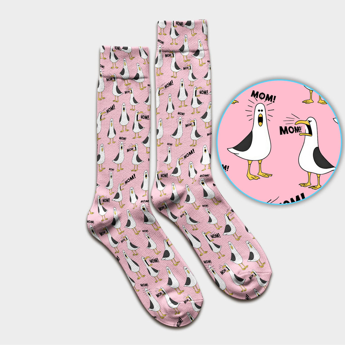 Funny Seagull Mom Seamless Pattern Scrub Socks, Socks for Nurse Doctor