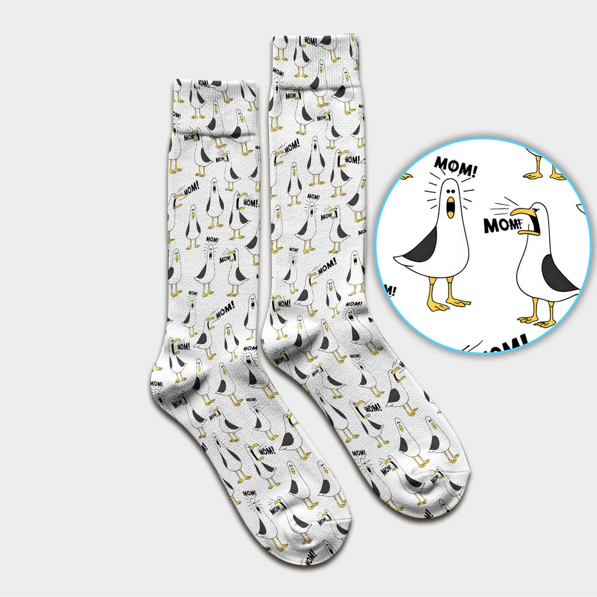 Funny Seagull Mom Seamless Pattern Scrub Socks, Socks for Nurse Doctor