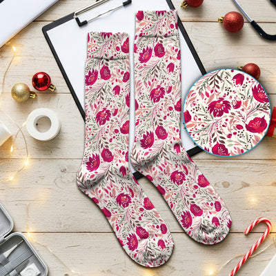 Elegant Floral Botanical Pattern Socks, Socks for Nurse Doctor