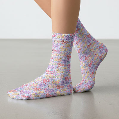 Cute Dachshund Floral Pattern Socks, Socks for Nurse Doctor