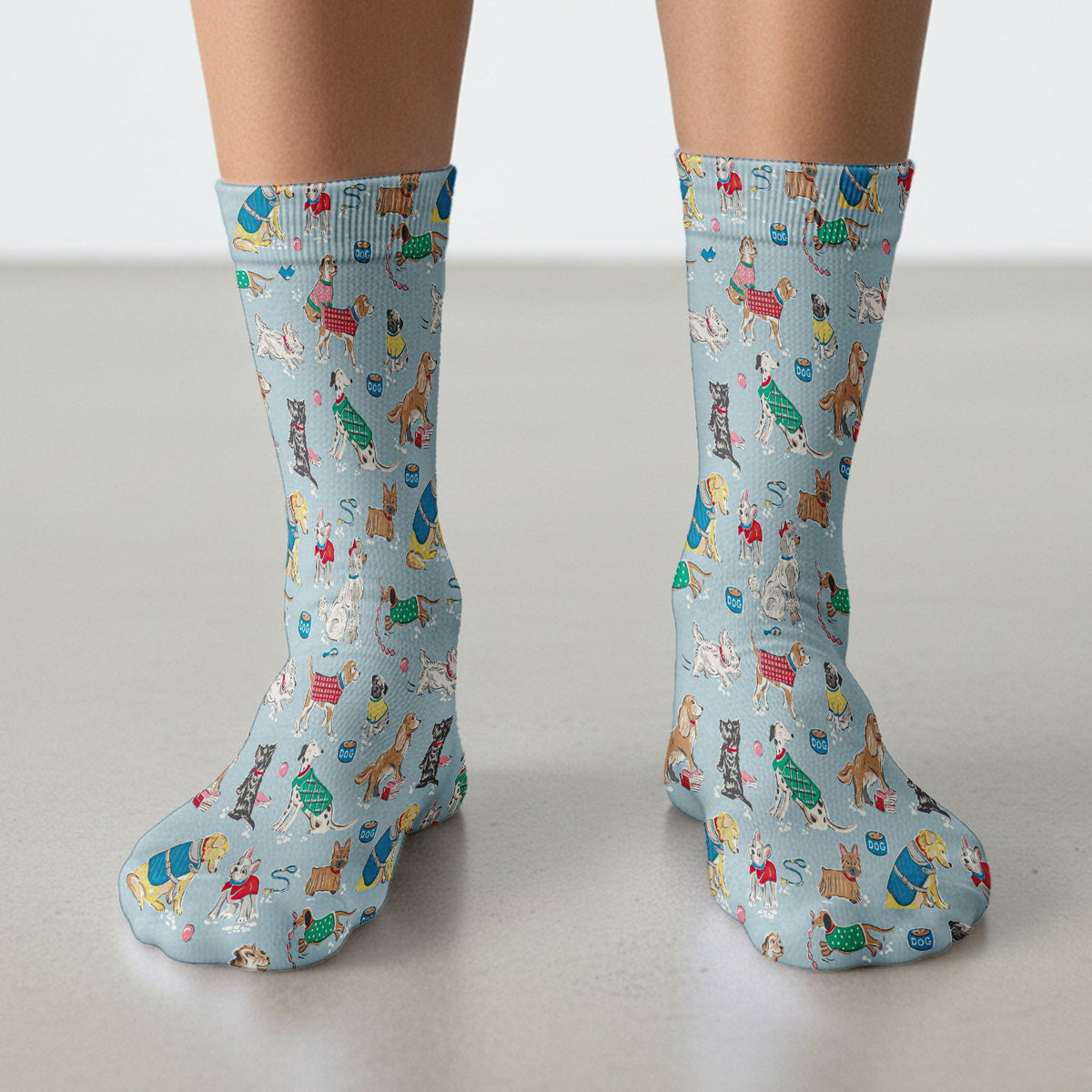 Cute Dog Wearing Sweater Playing Ball Pattern Nurse Socks, Socks for Nurse Doctor
