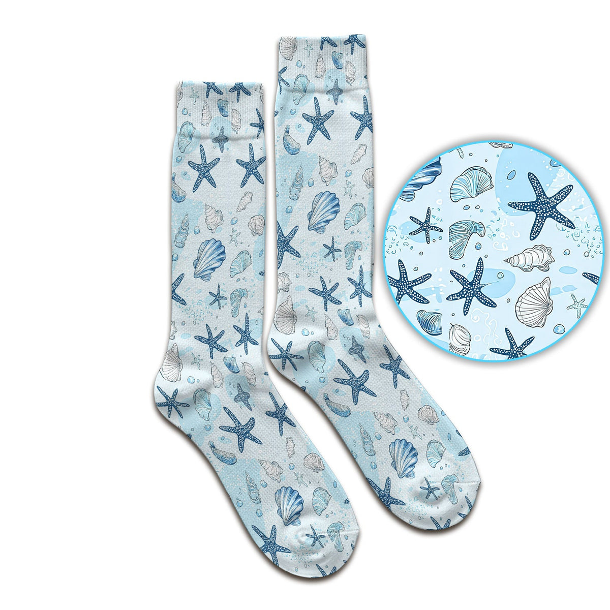 Ocean Shell And Starfish Print Socks, Socks for Nurse Doctor