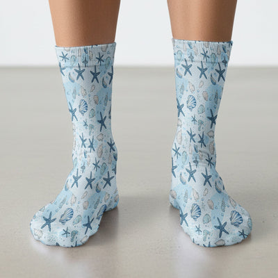 Ocean Shell And Starfish Print Socks, Socks for Nurse Doctor