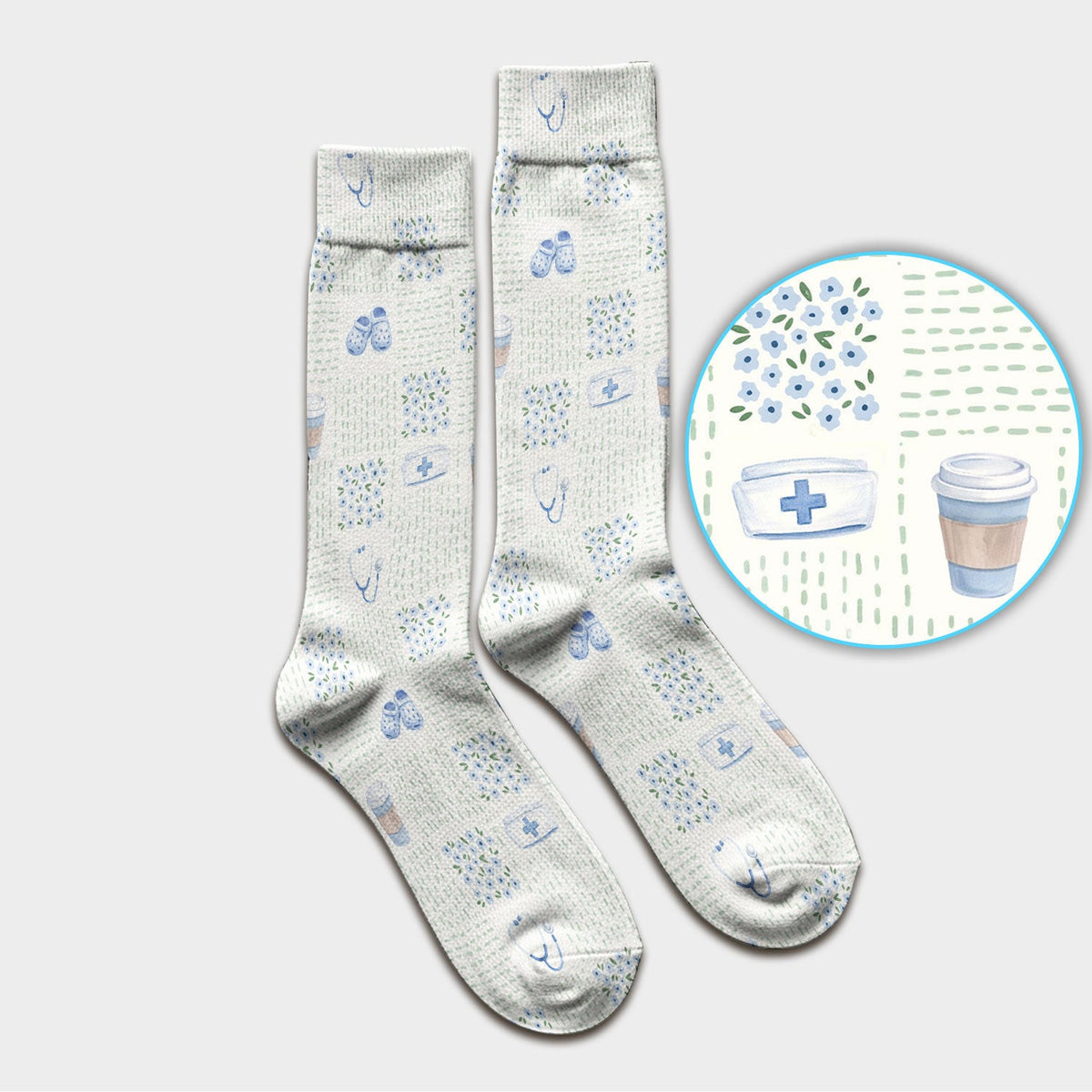 Cute Medical Essentials Pattern Socks, Socks for Nurse Doctor