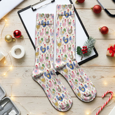 Funny Chicken Rooster Pattern Socks, Socks for Nurse Doctor