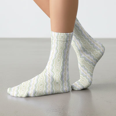 Wavy Stripe Botanical Pattern Socks, Socks for Nurse Doctor