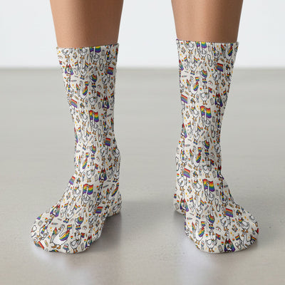 LGBT Pride Nurse Duck Pattern Socks, Breathable Fabrics Medical Uniform