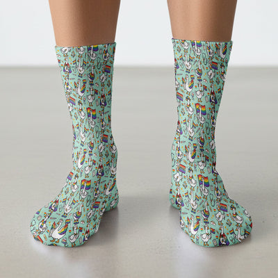 LGBT Pride Nurse Duck Pattern Socks, Breathable Fabrics Medical Uniform