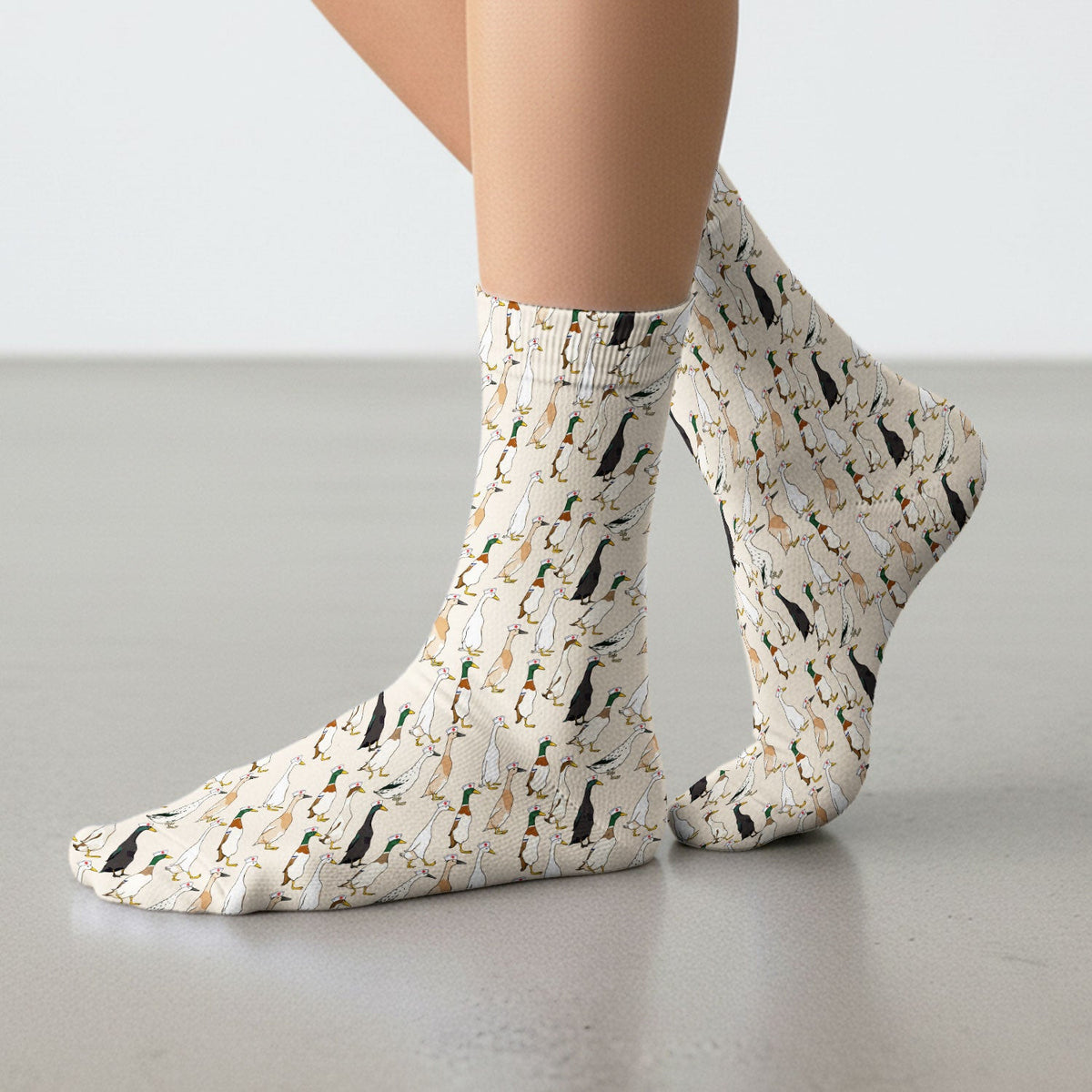 Funny Nurse Duck Pattern Socks, Breathable Fabrics Medical Uniform