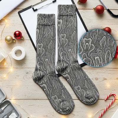 Dental Tooth Line Art Pattern Socks, Socks for Nurse Doctor