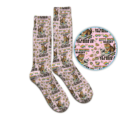 Pride Nurse Cat Baking Rainbow Dough Pattern Sock, Breathable Fabrics Medical Uniform
