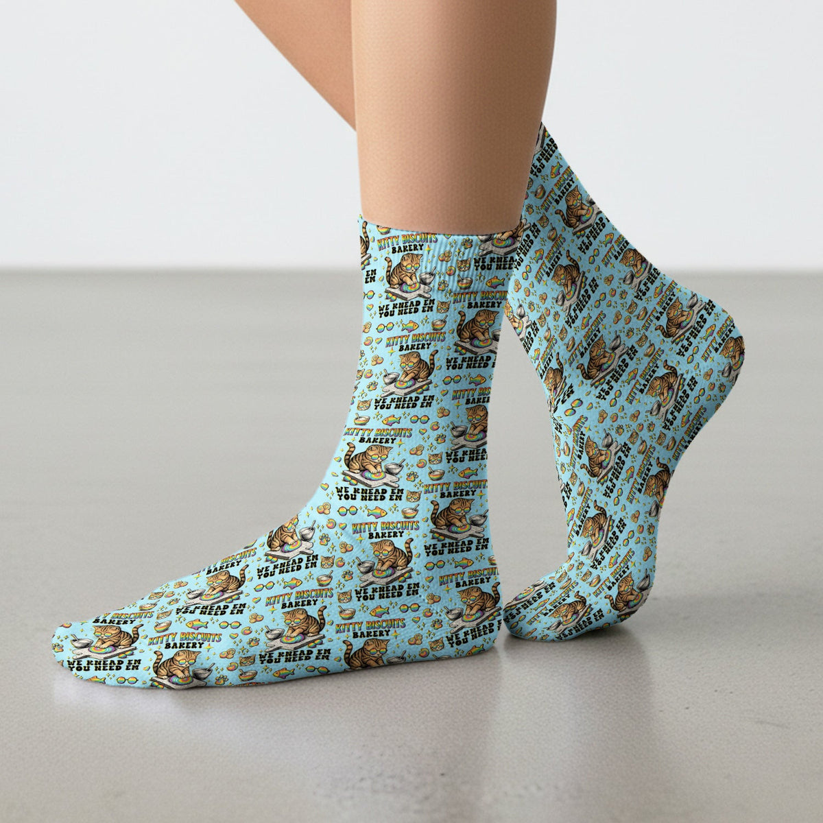 Pride Nurse Cat Baking Rainbow Dough Pattern Sock, Breathable Fabrics Medical Uniform