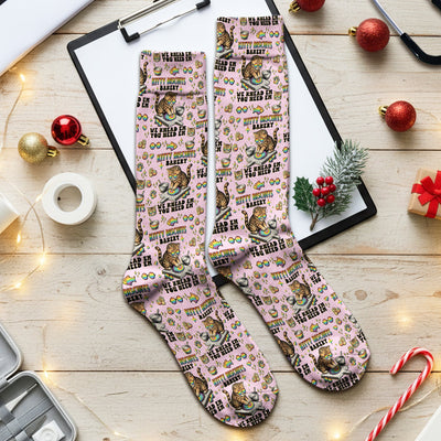 Pride Nurse Cat Baking Rainbow Dough Pattern Sock, Breathable Fabrics Medical Uniform
