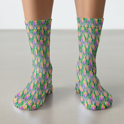 Colorful Tulip Floral Pattern Socks, Socks for Nurse Doctor