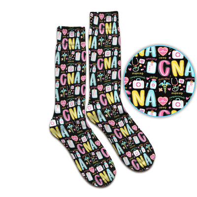 CNA Nurse Appreciation Pattern Socks, Breathable Fabrics Medical Uniform