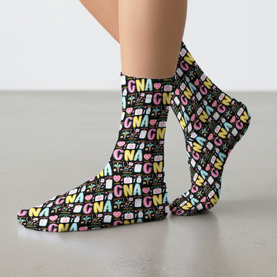 CNA Nurse Appreciation Pattern Socks, Breathable Fabrics Medical Uniform