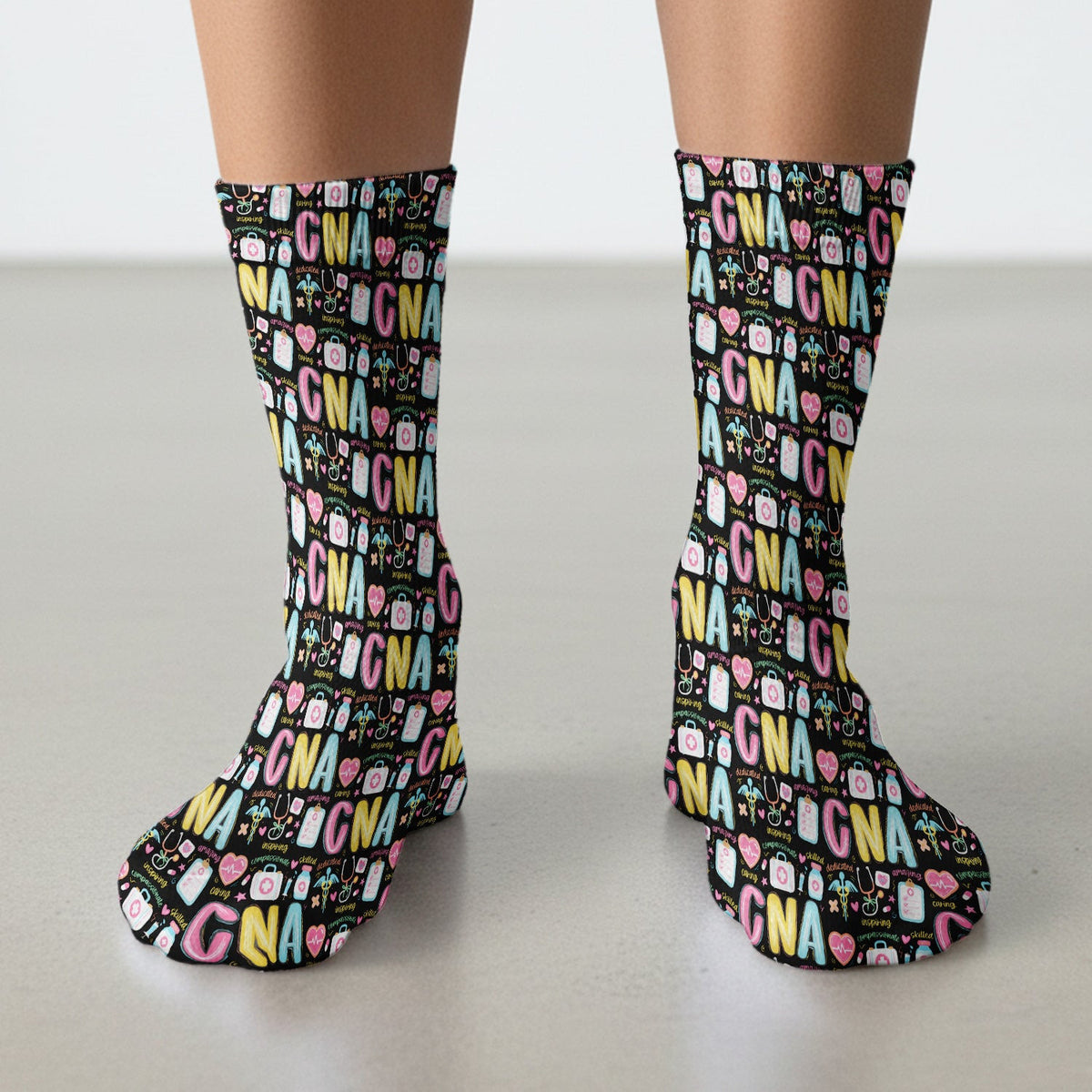 CNA Nurse Appreciation Pattern Socks, Breathable Fabrics Medical Uniform